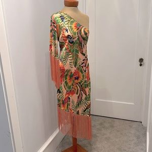 One shoulder fringe dress